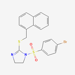 molecular formula C20H17BrN2O2S2 B2356103 1-(4-Bromophenyl)sulfonyl-2-(naphthalen-1-ylmethylsulfanyl)-4,5-dihydroimidazole CAS No. 868218-63-7