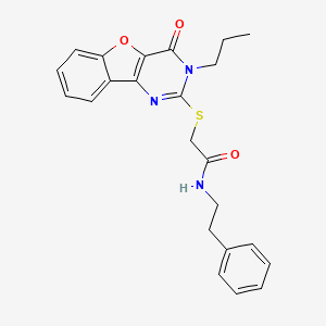2-[(4-oxo-3-propyl-3,4-dihydro[1]benzofuro[3,2-d]pyrimidin-2-yl)sulfanyl]-N-(2-phenylethyl)acetamide