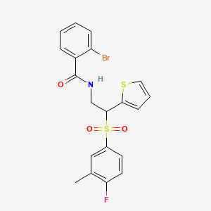 2-bromo-N-(2-((4-fluoro-3-methylphenyl)sulfonyl)-2-(thiophen-2-yl)ethyl)benzamide