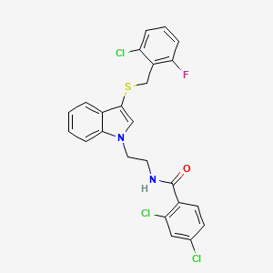 molecular formula C24H18Cl3FN2OS B2356143 2,4-dichloro-N-(2-(3-((2-chloro-6-fluorobenzyl)thio)-1H-indol-1-yl)ethyl)benzamide CAS No. 532975-32-9