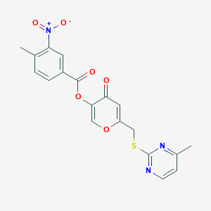 molecular formula C19H15N3O6S B2356147 4-甲基-3-硝基苯甲酸[6-[[(4-甲基-2-嘧啶基)硫代]甲基]-4-氧代-3-吡喃基]酯 CAS No. 877636-49-2