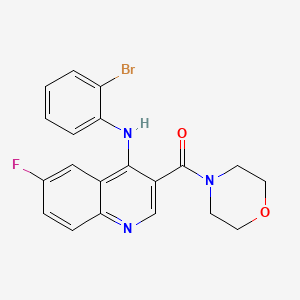 molecular formula C20H17BrFN3O2 B2356152 (4-((2-溴苯基)氨基)-6-氟喹啉-3-基)(吗啉基)甲酮 CAS No. 1359451-94-7
