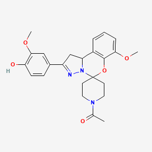molecular formula C24H27N3O5 B2356157 1-(2-(4-Hydroxy-3-methoxyphenyl)-7-methoxy-1,10b-dihydrospiro[benzo[e]pyrazolo[1,5-c][1,3]oxazine-5,4'-piperidin]-1'-yl)ethanone CAS No. 899984-03-3