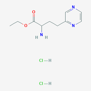 molecular formula C10H17Cl2N3O2 B2356160 Ethyl 2-amino-4-pyrazin-2-ylbutanoate;dihydrochloride CAS No. 2460755-94-4