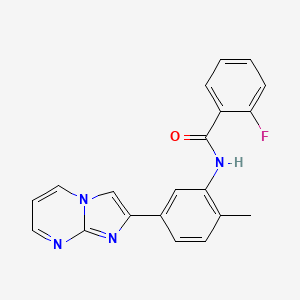 molecular formula C20H15FN4O B2356161 2-fluoro-N-(5-imidazo[1,2-a]pyrimidin-2-yl-2-methylphenyl)benzamide CAS No. 862810-30-8