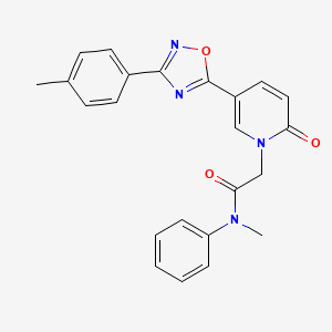 molecular formula C23H20N4O3 B2356172 N-methyl-2-(2-oxo-5-(3-(p-tolyl)-1,2,4-oxadiazol-5-yl)pyridin-1(2H)-yl)-N-phenylacetamide CAS No. 1251612-01-7