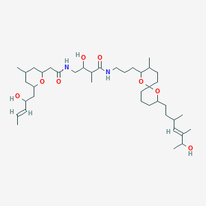 molecular formula C40H70N2O8 B235618 2H-Pyran-2-acetamide, tetrahydro-6-(2-hydroxy-3-pentenyl)-N-(2-hydroxy-4-((3-(8-(6-hydroxy-3,5-dimethyl-4-heptenyl)-3-methyl-1,7-dioxaspiro(5.5)undec-2-yl)propyl)amino)-3-methyl-4-oxobutyl)-4-methyl- CAS No. 155660-91-6