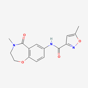 molecular formula C15H15N3O4 B2356187 5-methyl-N-(4-methyl-5-oxo-2,3,4,5-tetrahydrobenzo[f][1,4]oxazepin-7-yl)isoxazole-3-carboxamide CAS No. 1207055-30-8