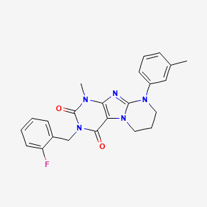 molecular formula C23H22FN5O2 B2356197 3-[(2-氟苯基)甲基]-1-甲基-9-(3-甲基苯基)-7,8-二氢-6H-嘌呤[7,8-a]嘧啶-2,4-二酮 CAS No. 848278-74-0