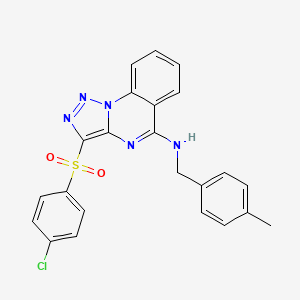 molecular formula C23H18ClN5O2S B2356201 3-[(4-chlorophenyl)sulfonyl]-N-(4-methylbenzyl)[1,2,3]triazolo[1,5-a]quinazolin-5-amine CAS No. 895646-91-0
