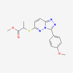 molecular formula C16H16N4O3S B2356204 2-((3-(4-甲氧基苯基)-[1,2,4]三唑并[4,3-b]哒嗪-6-基)硫代)丙酸甲酯 CAS No. 852376-89-7