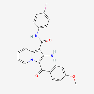 molecular formula C23H18FN3O3 B2356216 2-amino-N-(4-fluorophenyl)-3-(4-methoxybenzoyl)indolizine-1-carboxamide CAS No. 904267-45-4