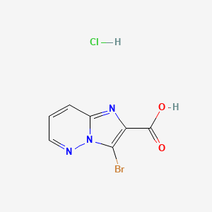 molecular formula C7H5BrClN3O2 B2356217 3-溴咪唑并[1,2-b]哒嗪-2-羧酸;盐酸盐 CAS No. 2503206-68-4