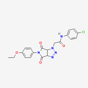 molecular formula C20H18ClN5O4 B2356226 N-(4-chlorophenyl)-2-(5-(4-ethoxyphenyl)-4,6-dioxo-4,5,6,6a-tetrahydropyrrolo[3,4-d][1,2,3]triazol-1(3aH)-yl)acetamide CAS No. 1052615-42-5