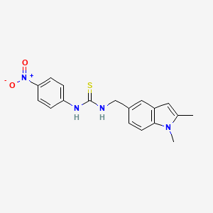 molecular formula C18H18N4O2S B2356231 1-[(1,2-Dimethylindol-5-yl)methyl]-3-(4-nitrophenyl)thiourea CAS No. 852140-10-4