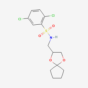 molecular formula C14H17Cl2NO4S B2356237 N-(1,4-dioxaspiro[4.4]nonan-2-ylmethyl)-2,5-dichlorobenzenesulfonamide CAS No. 899963-00-9