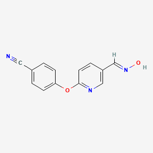 molecular formula C13H9N3O2 B2356249 4-({5-[(Hydroxyimino)methyl]-2-pyridinyl}oxy)benzenecarbonitrile CAS No. 338967-28-5