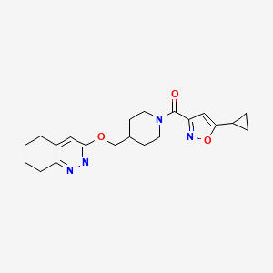 molecular formula C21H26N4O3 B2356259 (5-Cyclopropylisoxazol-3-yl)(4-(((5,6,7,8-tetrahydrocinnolin-3-yl)oxy)methyl)piperidin-1-yl)methanone CAS No. 2319845-25-3