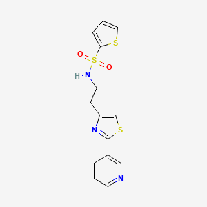 molecular formula C14H13N3O2S3 B2356263 N-[2-(2-吡啶-3-基-1,3-噻唑-4-基)乙基]噻吩-2-磺酰胺 CAS No. 863512-01-0