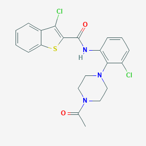 molecular formula C21H19Cl2N3O2S B235627 N-[2-(4-acetylpiperazin-1-yl)-3-chlorophenyl]-3-chloro-1-benzothiophene-2-carboxamide 