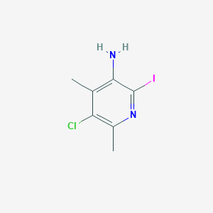 molecular formula C7H8ClIN2 B2356273 5-Chloro-2-iodo-4,6-dimethylpyridin-3-amine CAS No. 2256060-11-2