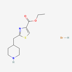 molecular formula C12H19BrN2O2S B2356274 2-[(哌啶-4-基)甲基]-1,3-噻唑-4-羧酸乙酯氢溴酸盐 CAS No. 2089258-51-3