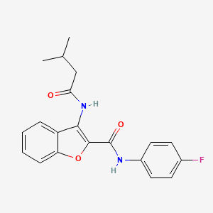molecular formula C20H19FN2O3 B2356282 N-(4-fluorophenyl)-3-(3-methylbutanamido)-1-benzofuran-2-carboxamide CAS No. 879922-44-8
