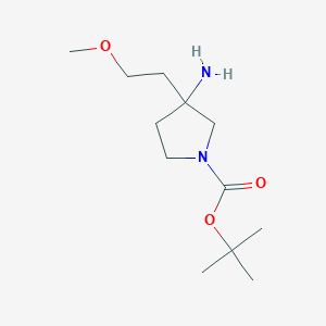 molecular formula C12H24N2O3 B2356307 Tert-butyl 3-amino-3-(2-methoxyethyl)pyrrolidine-1-carboxylate CAS No. 1782356-44-8