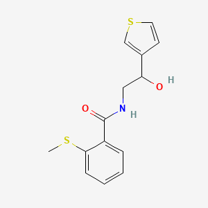 molecular formula C14H15NO2S2 B2356308 N-(2-hydroxy-2-(thiophen-3-yl)ethyl)-2-(methylthio)benzamide CAS No. 1251689-44-7