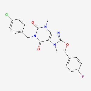 molecular formula C21H14ClFN4O3 B2356312 3-(4-chlorobenzyl)-7-(4-fluorophenyl)-1-methyloxazolo[2,3-f]purine-2,4(1H,3H)-dione CAS No. 941979-90-4