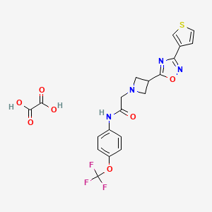 molecular formula C20H17F3N4O7S B2356315 2-(3-(3-(噻吩-3-基)-1,2,4-恶二唑-5-基)氮杂环丁-1-基)-N-(4-(三氟甲氧基)苯基)乙酰胺草酸盐 CAS No. 1396683-22-9