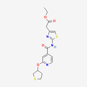 molecular formula C17H19N3O4S2 B2356327 2-(2-(2-((四氢噻吩-3-基)氧基)异烟酰胺)噻唑-4-基)乙酸乙酯 CAS No. 2034361-23-2