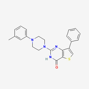 molecular formula C23H22N4OS B2356335 2-[4-(3-甲基苯基)哌嗪-1-基]-7-苯基噻吩并[3,2-d]嘧啶-4(3H)-酮 CAS No. 1226430-38-1