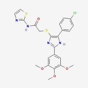 2-((5-(4-chlorophenyl)-2-(3,4,5-trimethoxyphenyl)-1H-imidazol-4-yl)thio)-N-(thiazol-2-yl)acetamide