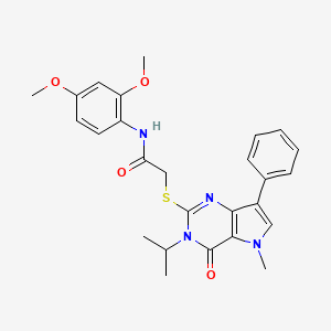 molecular formula C26H28N4O4S B2356346 N-(2,4-dimethoxyphenyl)-2-((3-isopropyl-5-methyl-4-oxo-7-phenyl-4,5-dihydro-3H-pyrrolo[3,2-d]pyrimidin-2-yl)thio)acetamide CAS No. 1111960-05-4
