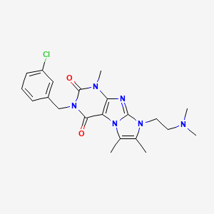 molecular formula C21H25ClN6O2 B2356353 3-(3-chlorobenzyl)-8-(2-(dimethylamino)ethyl)-1,6,7-trimethyl-1H-imidazo[2,1-f]purine-2,4(3H,8H)-dione CAS No. 941951-05-9