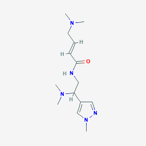 (E)-4-(Dimethylamino)-N-[2-(dimethylamino)-2-(1-methylpyrazol-4-yl)ethyl]but-2-enamide
