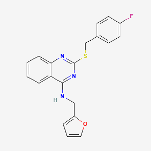 molecular formula C20H16FN3OS B2356374 2-[(4-fluorobenzyl)thio]-N-(2-furylmethyl)quinazolin-4-amine CAS No. 688354-97-4