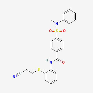 molecular formula C23H21N3O3S2 B2356384 N-[2-(2-氰乙硫基)苯基]-4-[甲基(苯基)磺酰基]苯甲酰胺 CAS No. 477497-83-9