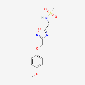 molecular formula C12H15N3O5S B2356385 N-((3-((4-methoxyphenoxy)methyl)-1,2,4-oxadiazol-5-yl)methyl)methanesulfonamide CAS No. 1226437-93-9