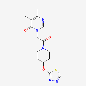 molecular formula C15H19N5O3S B2356394 3-(2-(4-((1,3,4-thiadiazol-2-yl)oxy)piperidin-1-yl)-2-oxoethyl)-5,6-dimethylpyrimidin-4(3H)-one CAS No. 2177060-76-1
