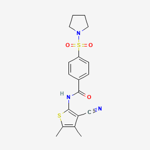 molecular formula C18H19N3O3S2 B2356405 N-(3-氰基-4,5-二甲基噻吩-2-基)-4-吡咯烷-1-基磺酰基苯甲酰胺 CAS No. 896301-45-4