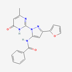 molecular formula C19H15N5O3 B2356406 N-(3-(furan-2-yl)-1-(4-methyl-6-oxo-1,6-dihydropyrimidin-2-yl)-1H-pyrazol-5-yl)benzamide CAS No. 1210892-48-0