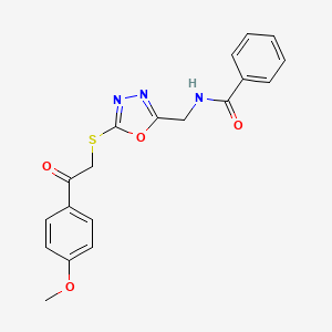 N-[[5-[2-(4-methoxyphenyl)-2-oxoethyl]sulfanyl-1,3,4-oxadiazol-2-yl]methyl]benzamide