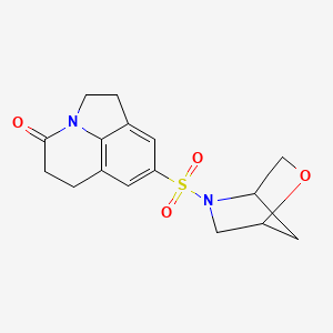 molecular formula C16H18N2O4S B2356414 8-(2-oxa-5-azabicyclo[2.2.1]heptan-5-ylsulfonyl)-5,6-dihydro-1H-pyrrolo[3,2,1-ij]quinolin-4(2H)-one CAS No. 2034559-30-1