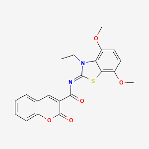 N-(3-ethyl-4,7-dimethoxy-1,3-benzothiazol-2-ylidene)-2-oxochromene-3-carboxamide