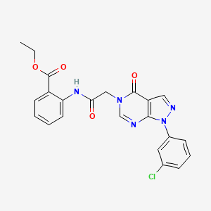 molecular formula C22H18ClN5O4 B2356419 ethyl 2-(2-(1-(3-chlorophenyl)-4-oxo-1H-pyrazolo[3,4-d]pyrimidin-5(4H)-yl)acetamido)benzoate CAS No. 895016-80-5