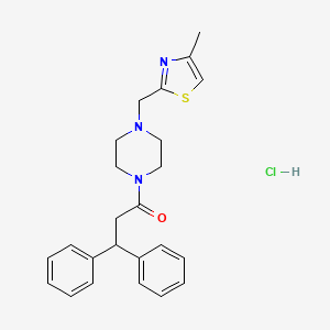 molecular formula C24H28ClN3OS B2356423 1-(4-((4-Methylthiazol-2-yl)methyl)piperazin-1-yl)-3,3-diphenylpropan-1-one hydrochloride CAS No. 1216995-88-8