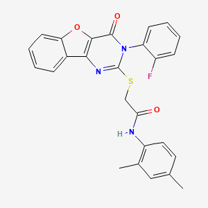 molecular formula C26H20FN3O3S B2356427 N-(2,4-dimethylphenyl)-2-{[3-(2-fluorophenyl)-4-oxo-3,4-dihydro[1]benzofuro[3,2-d]pyrimidin-2-yl]thio}acetamide CAS No. 902933-87-3