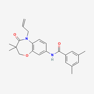 molecular formula C23H26N2O3 B2356430 N-(5-allyl-3,3-dimethyl-4-oxo-2,3,4,5-tetrahydrobenzo[b][1,4]oxazepin-8-yl)-3,5-dimethylbenzamide CAS No. 921564-75-2